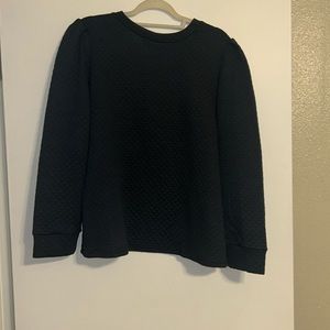 Navy Quilted Puff sleeve Sweatshirt